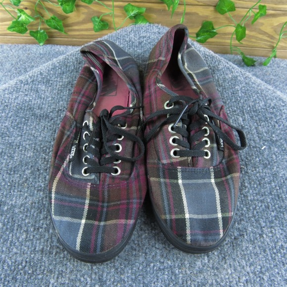 VANS Plaid Men Sneaker Shoes Red Fabric Lace Up Size‎ 7.5 Medium - Picture 3 of 10